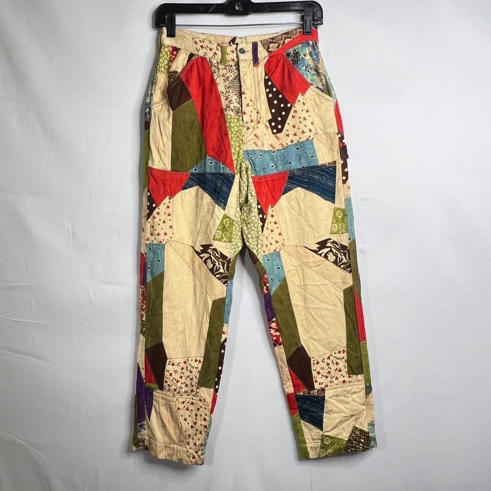 Kimchi Blue Patchwork Pants Women XS Micki High Rise Boho Eclectic Quilted Lined